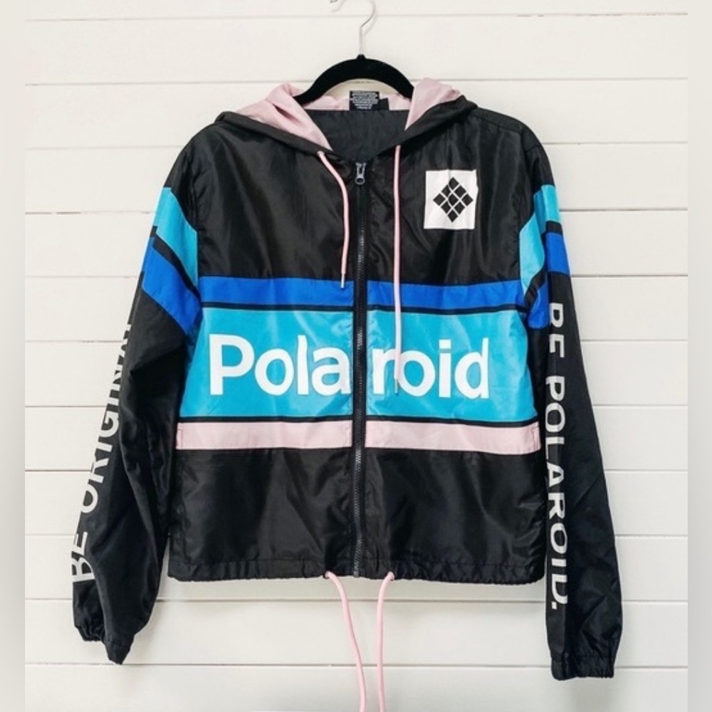 Polaroid‎ Unisex Hooded Windbreaker Zip Up Jacket Size Large - Vintage Retro